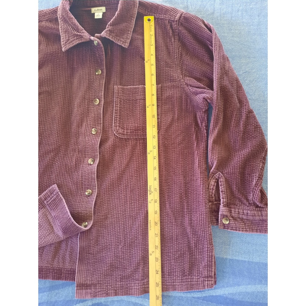 LL Bean Womens Medium Corduroy Pocket Button Down Shirt Plum Purple Cotton - Picture 3 of 9